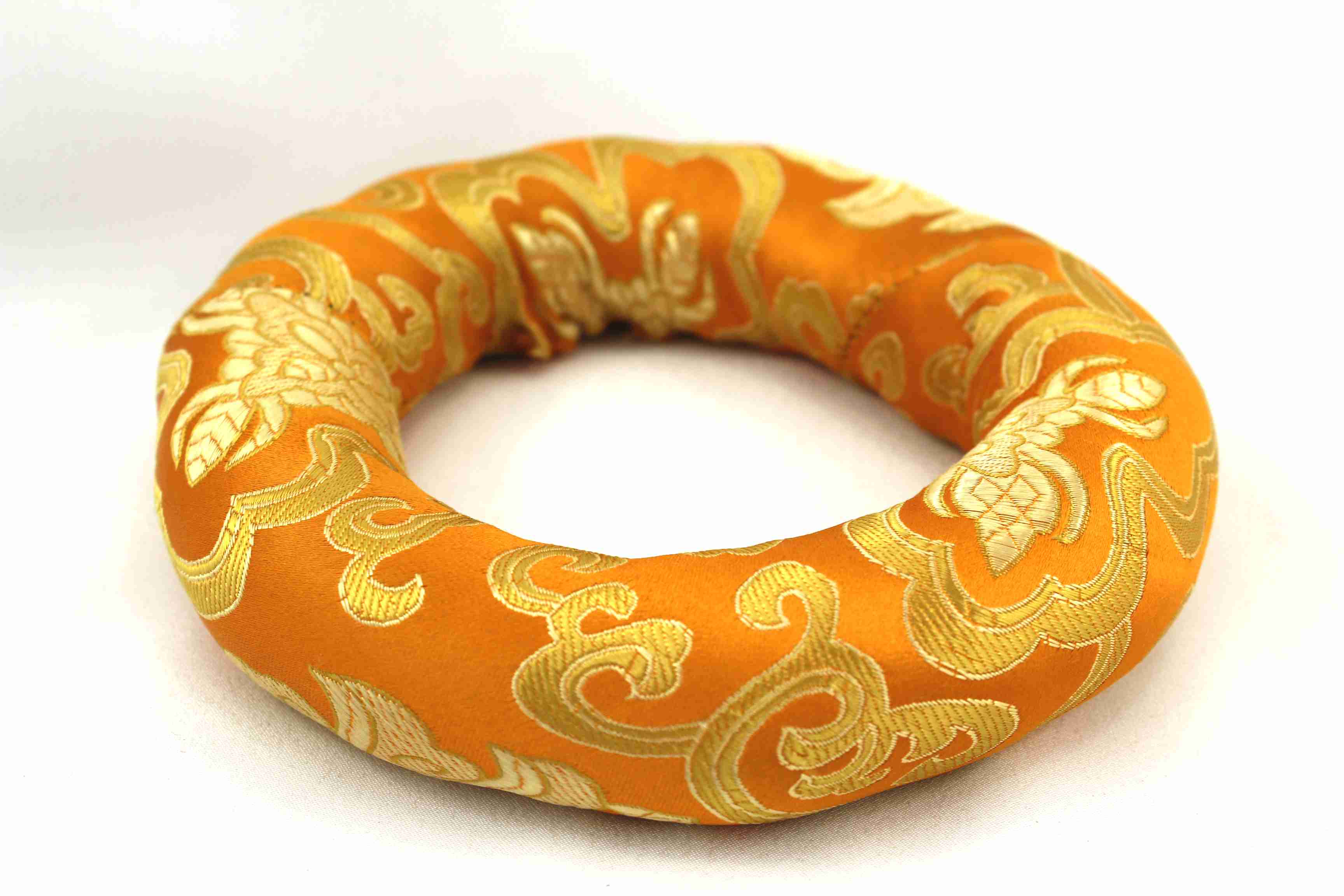 Vankúš pod tibetské misy - brokátový prstencový 18 cm oranžový