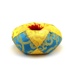 High yellow-turquoise brocade pillow - 13 cm diameter